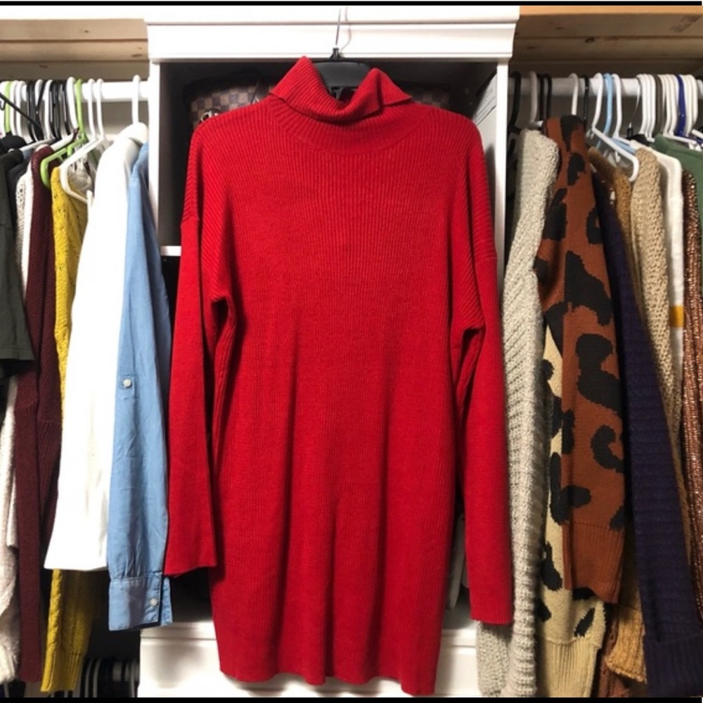 Red Turtleneck Mini Dress
